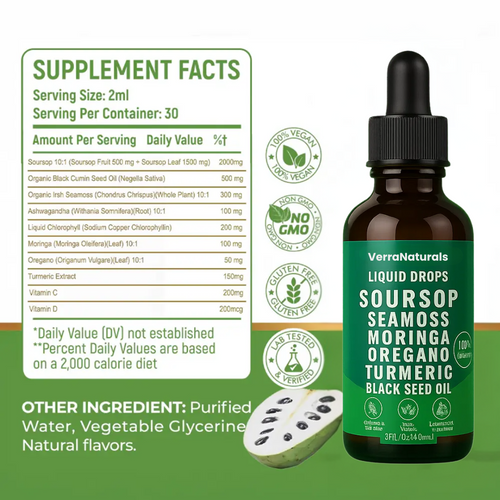 VerraNaturals 100% Organic 10 in 1 Soursop Extract Drops